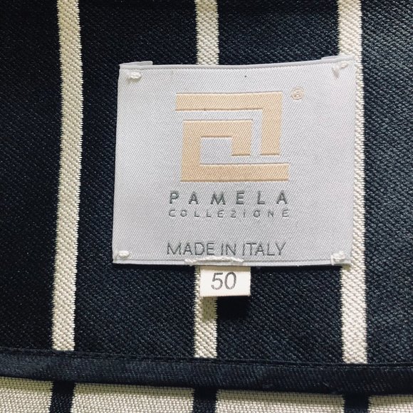 PAMELA Collezione  Vintage Fashionable Striped Black and White Blazer Made Italy - Picture 4 of 4
